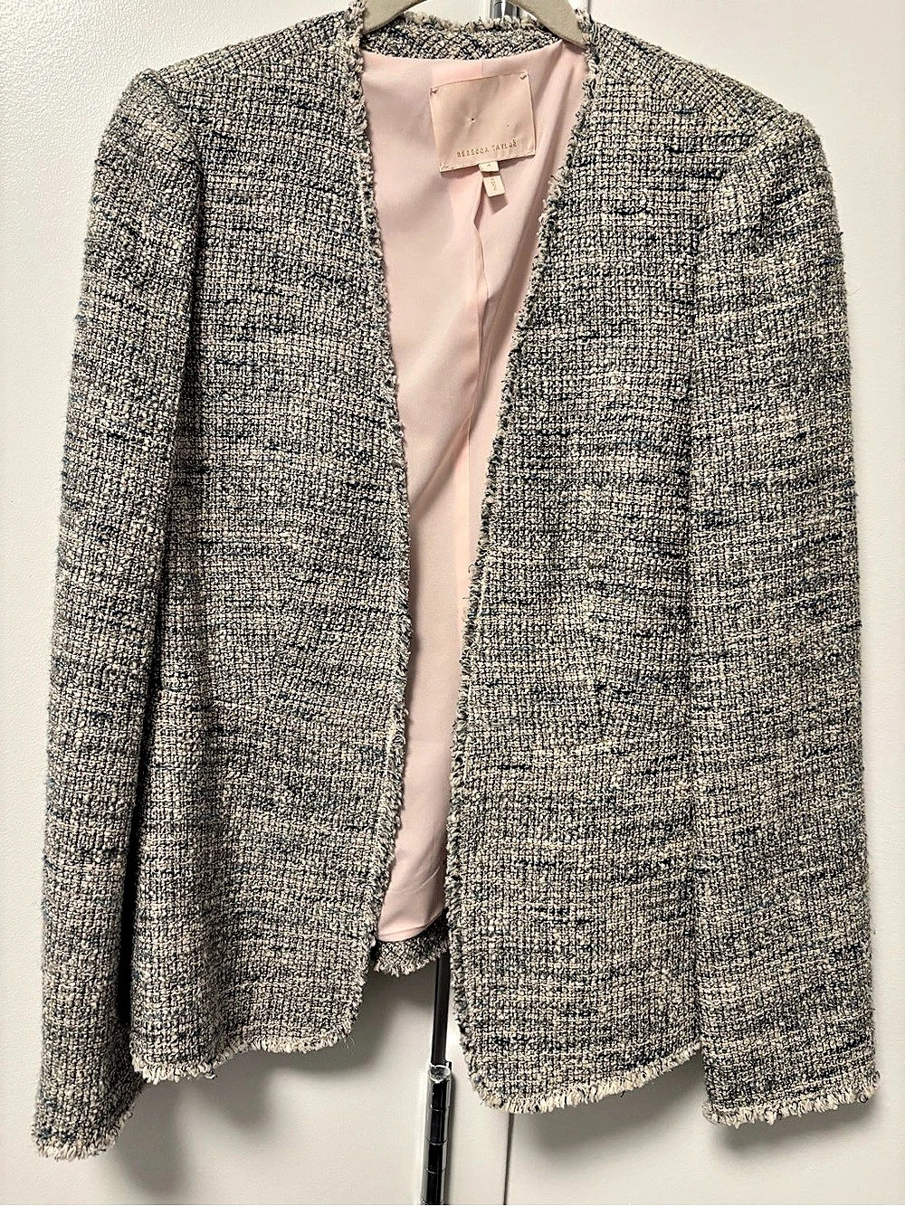 Rebecca Taylor Tweed Blazer in Gray Blue & Pink Size 6 Like New